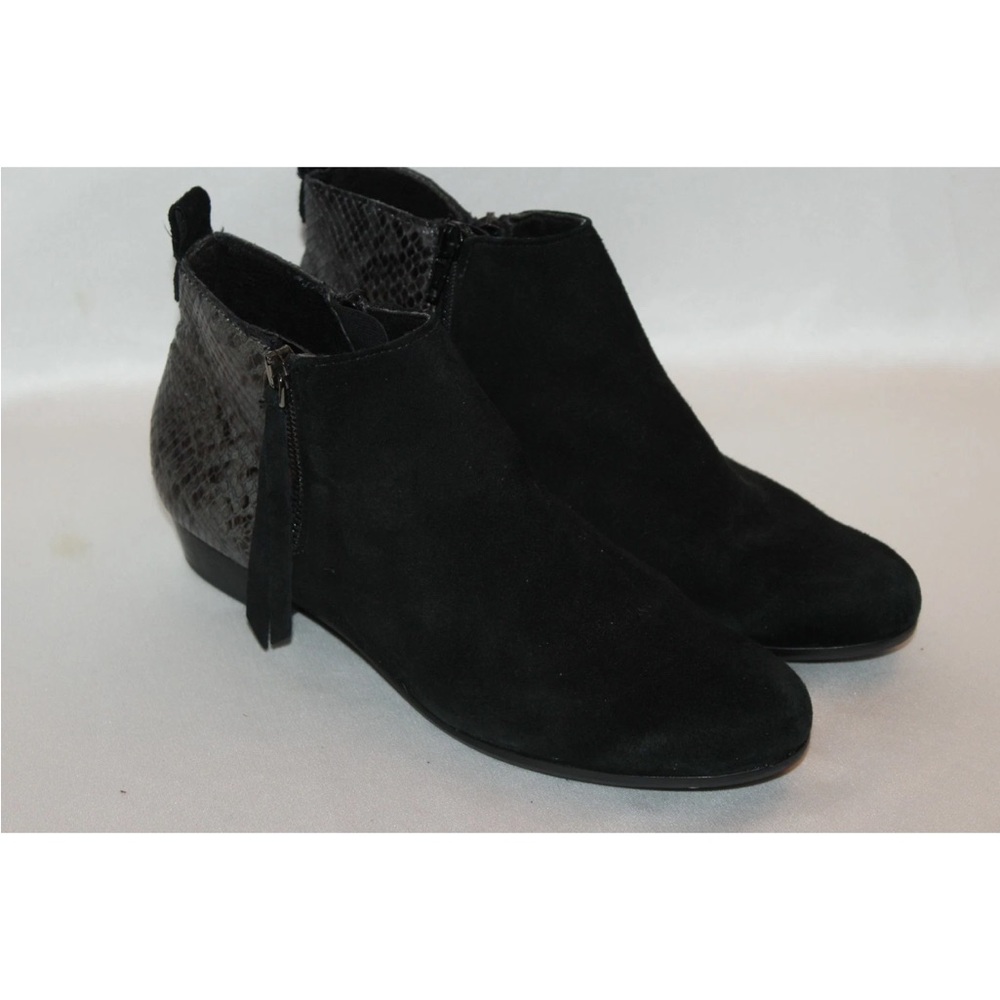 Munro Black Suede & Snake Leather LEXI Ankle Booties Narrow
